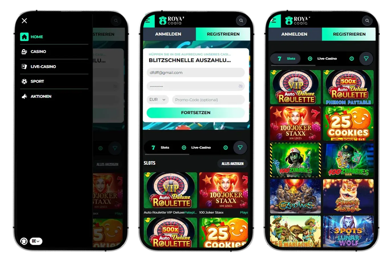 RoyalCoala Casino App-Screenshot